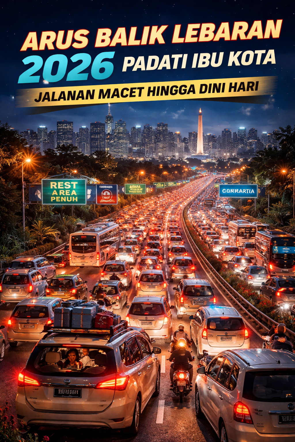 Arus Balik Lebaran 2026 Padati Ibu Kota, Jalanan Macet hingga Dini Hari