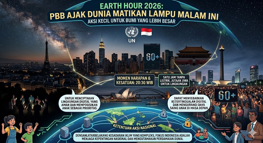 Earth Hour 2026: PBB Ajak Dunia Matikan Lampu Malam Ini, Aksi Kecil untuk Bumi yang Lebih Besar