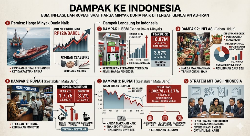 Dampak ke Indonesia: BBM, Inflasi, dan Rupiah Saat Harga Minyak Dunia Naik di Tengah Gencatan AS–Iran