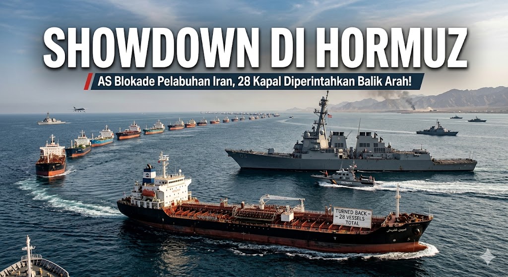 SHOWDOWN DI HORMUZ: AS Blokade Pelabuhan Iran, 28 Kapal Diperintahkan Balik Arah!