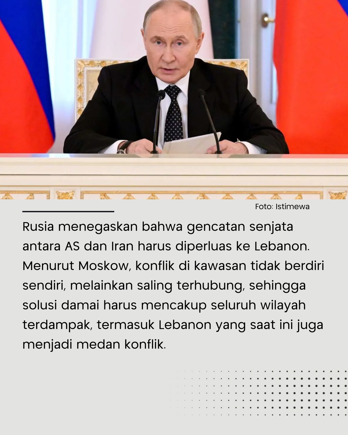 Rusia Kutuk Keras Israel: “Gencatan Senjata AS–Iran Harus Mencakup Lebanon!