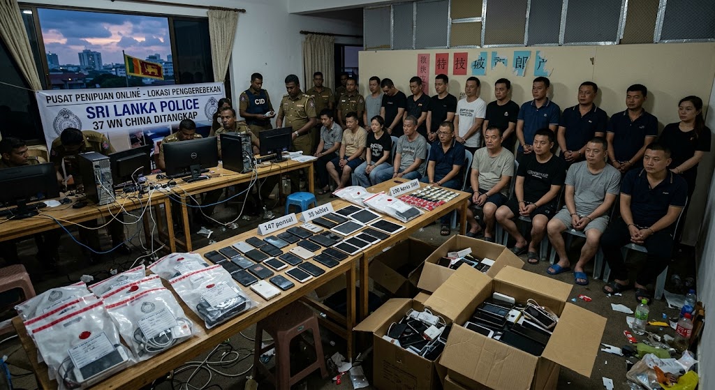 Sri Lanka Tangkap 37 WN China yang Operasikan Pusat Penipuan Online