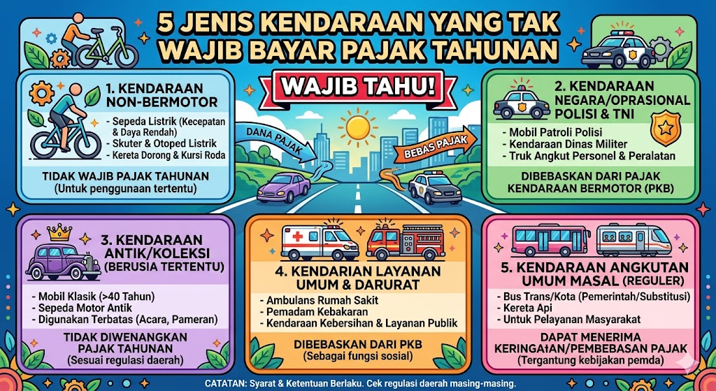 5 Jenis Kendaraan yang Tak Wajib Bayar Pajak Tahunan, Wajib Tahu!