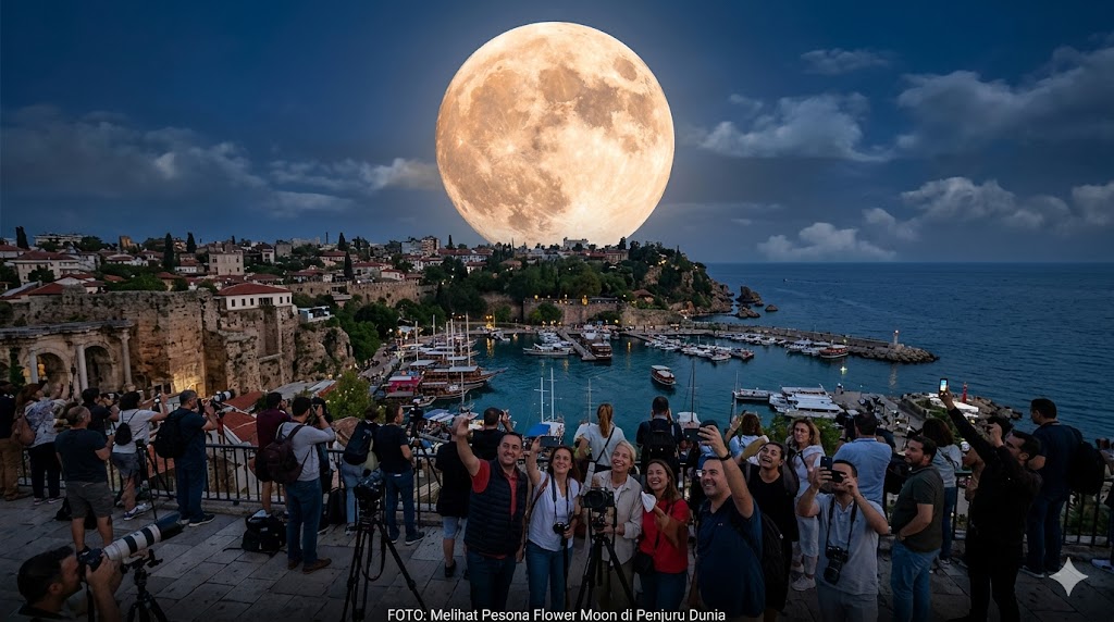 FOTO: Melihat Pesona Flower Moon di Penjuru Dunia